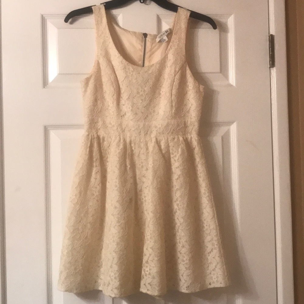 Lace, cream dress